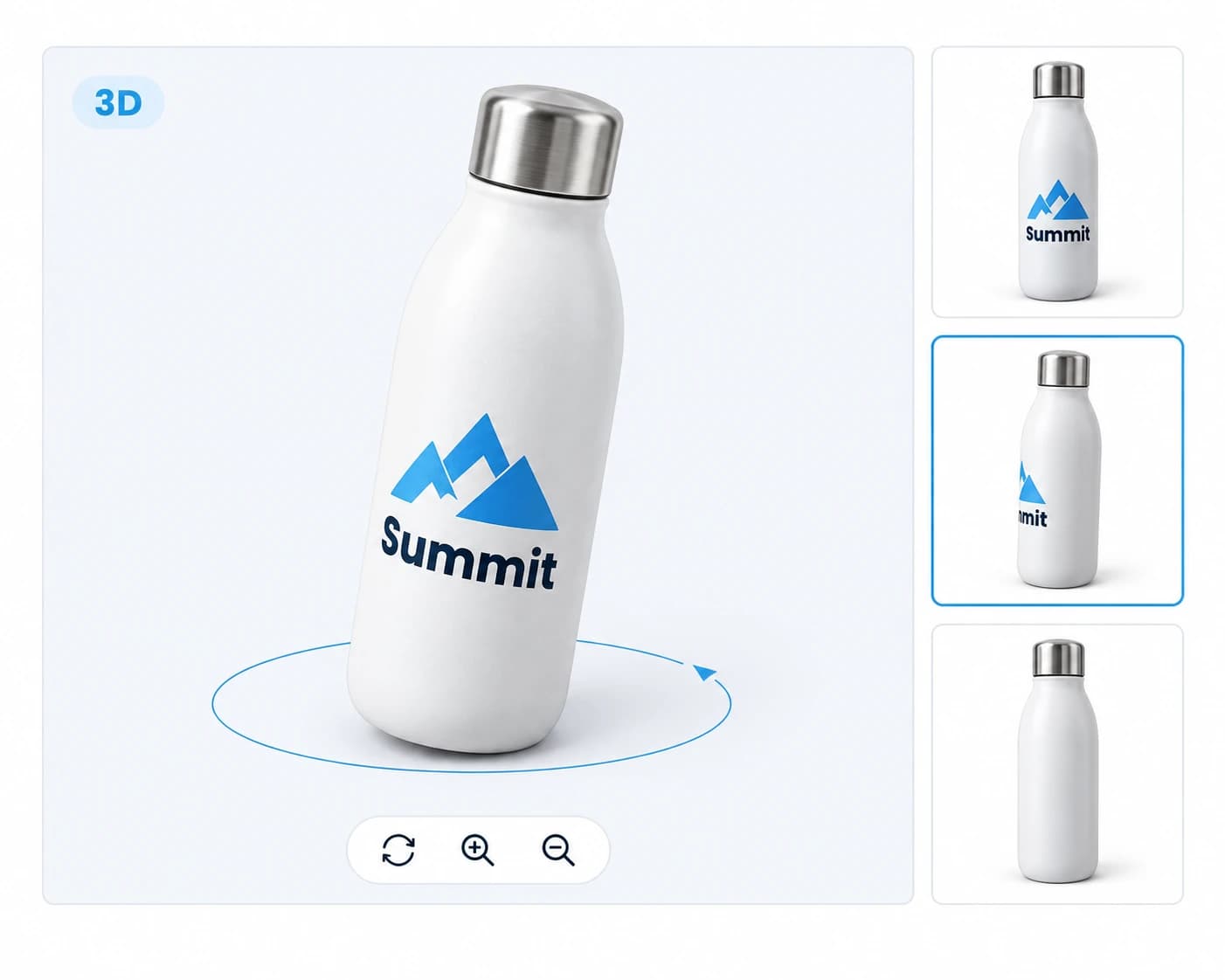 Chamevo 3D viewer showing a customized product with the design mapped onto the model