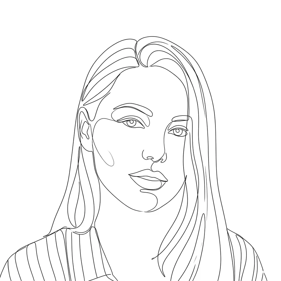 Portrait photo of a woman in the Line Portrait style