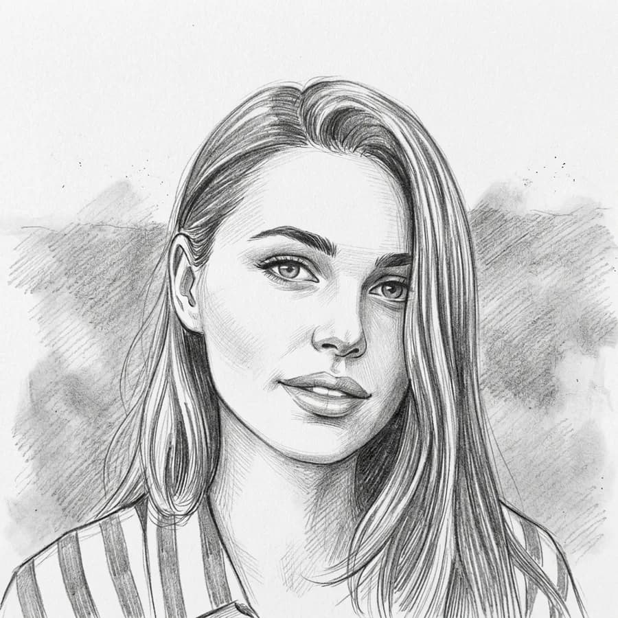 Portrait photo of a woman in the Pencil Sketch style