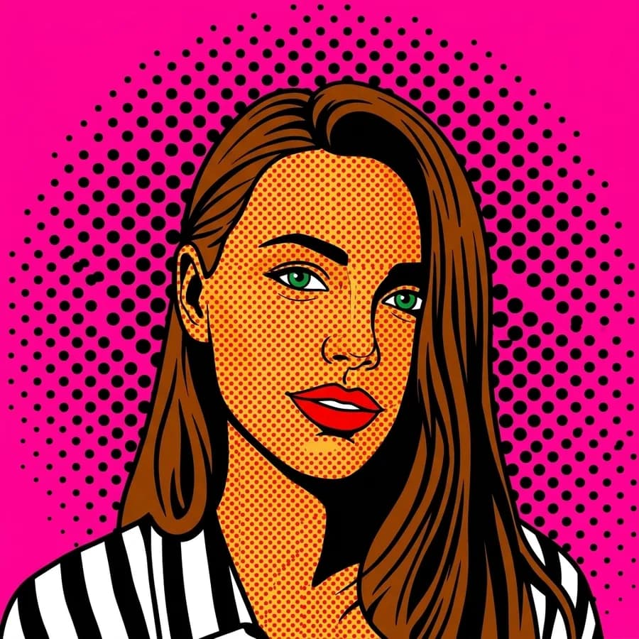 Portrait photo of a woman in the Pop Art style