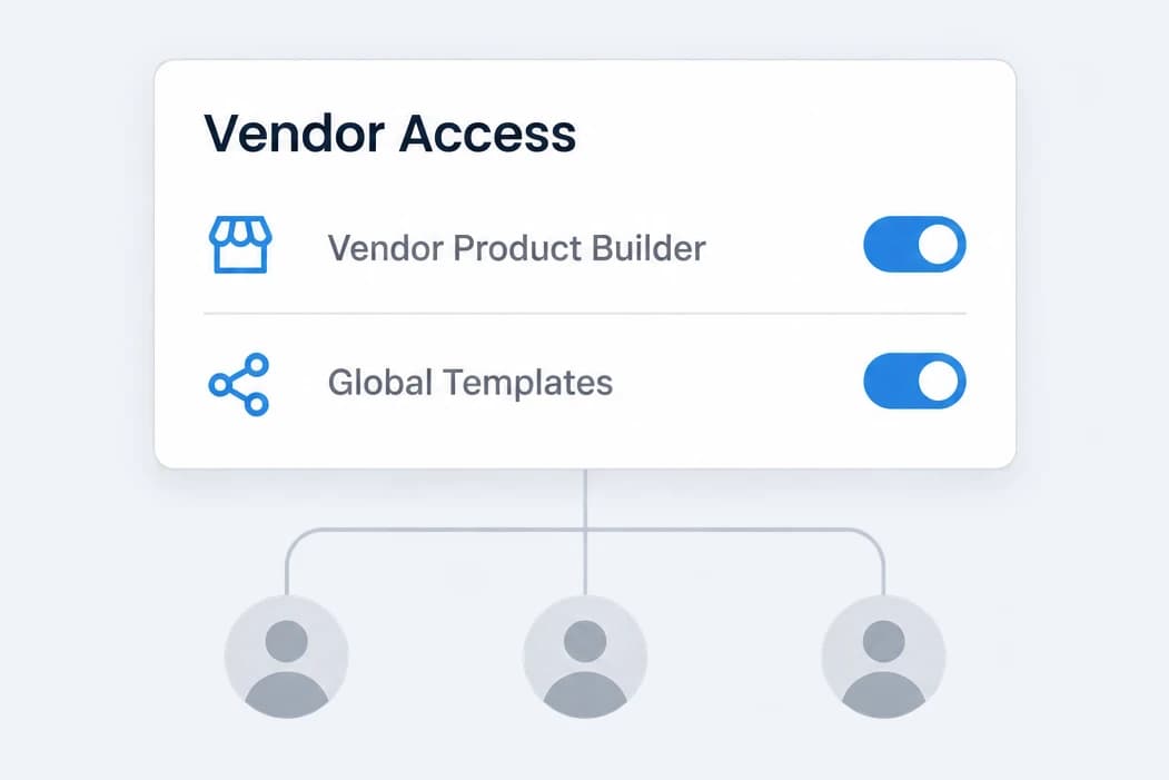 Vendor access settings with Vendor Product Builder and Global Templates switched on